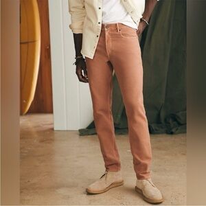 Men’s New Faherty Stretch Terry Jeans Mesa Red 5 Pocket Slim Pants